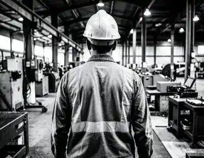 Operario con equipo de protección en planta industrial